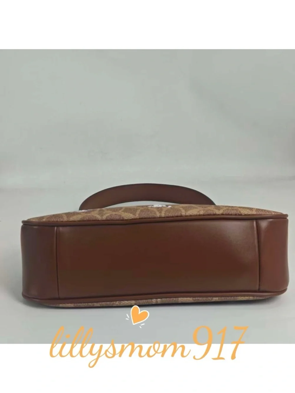Coach Brown Signature Logo Crescent Shoulder Bag with Gold Hardware